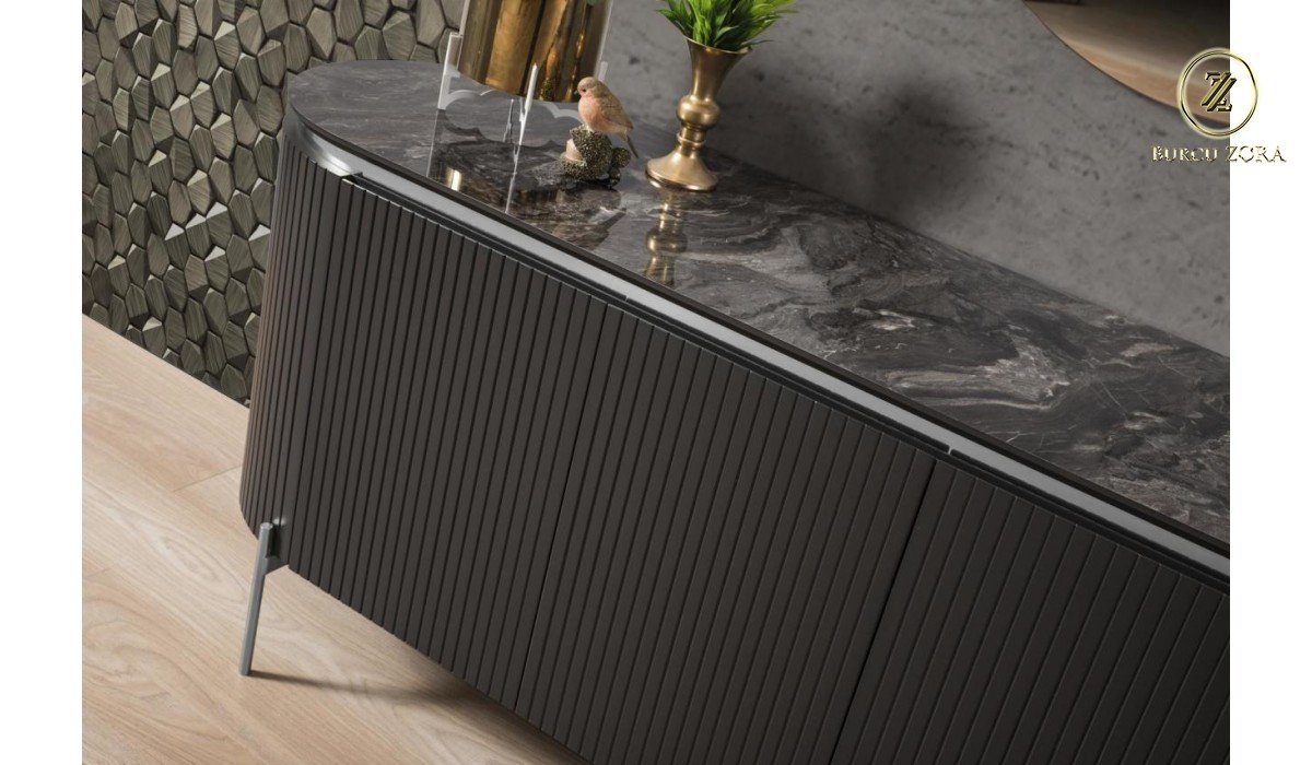 OLİVYA SİYAH KROM YEMEK ODASI TAKIMI