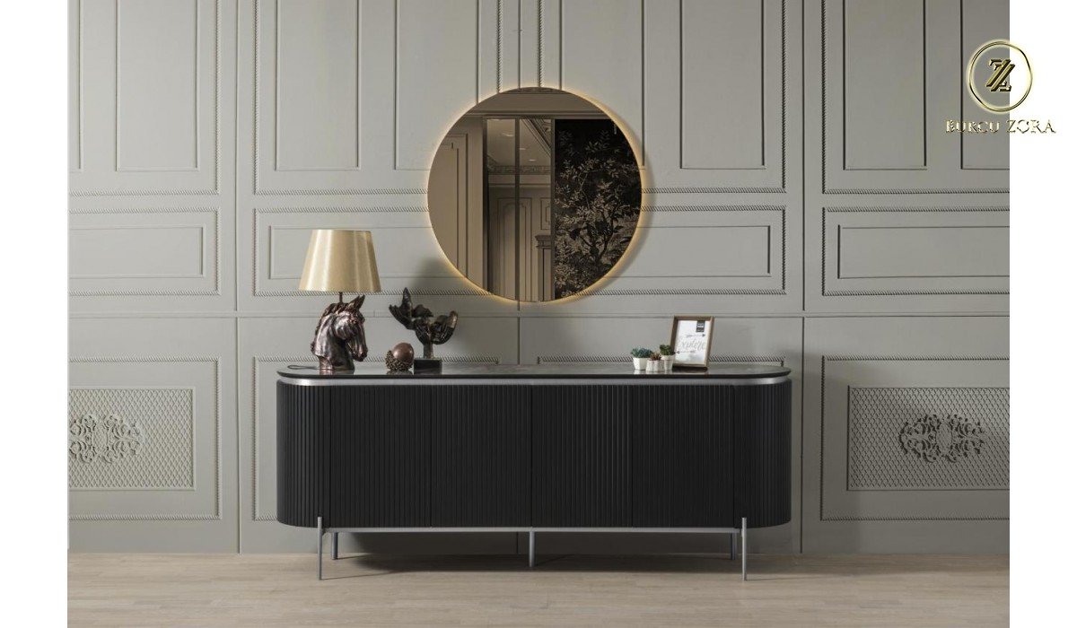 OLİVYA SİYAH KROM YEMEK ODASI TAKIMI