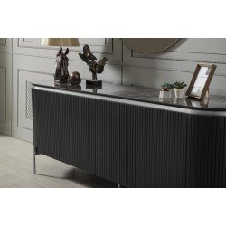 OLİVYA SİYAH KROM YEMEK ODASI TAKIMI