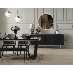 OLİVYA SİYAH KROM YEMEK ODASI TAKIMI