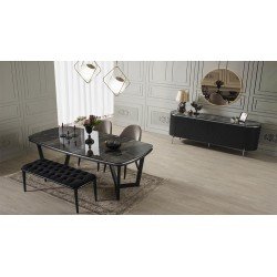 OLİVYA SİYAH KROM YEMEK ODASI TAKIMI