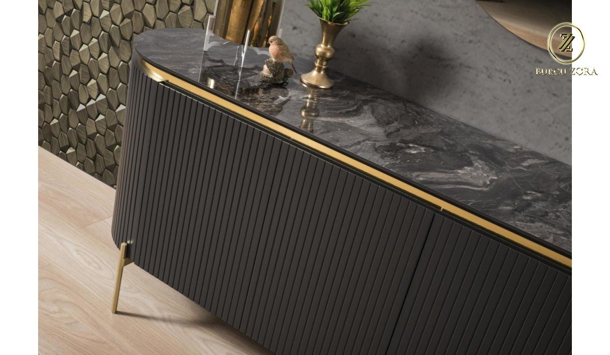 OLİVYA SİYAH GOLD YEMEK ODASI TAKIMI