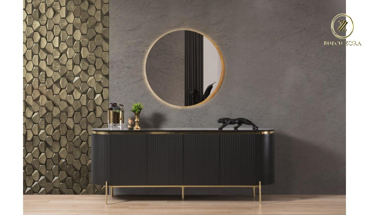 OLİVYA SİYAH GOLD YEMEK ODASI TAKIMI