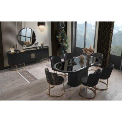 DUBAİ YEMEK ODASI TAKIMI SİYAH