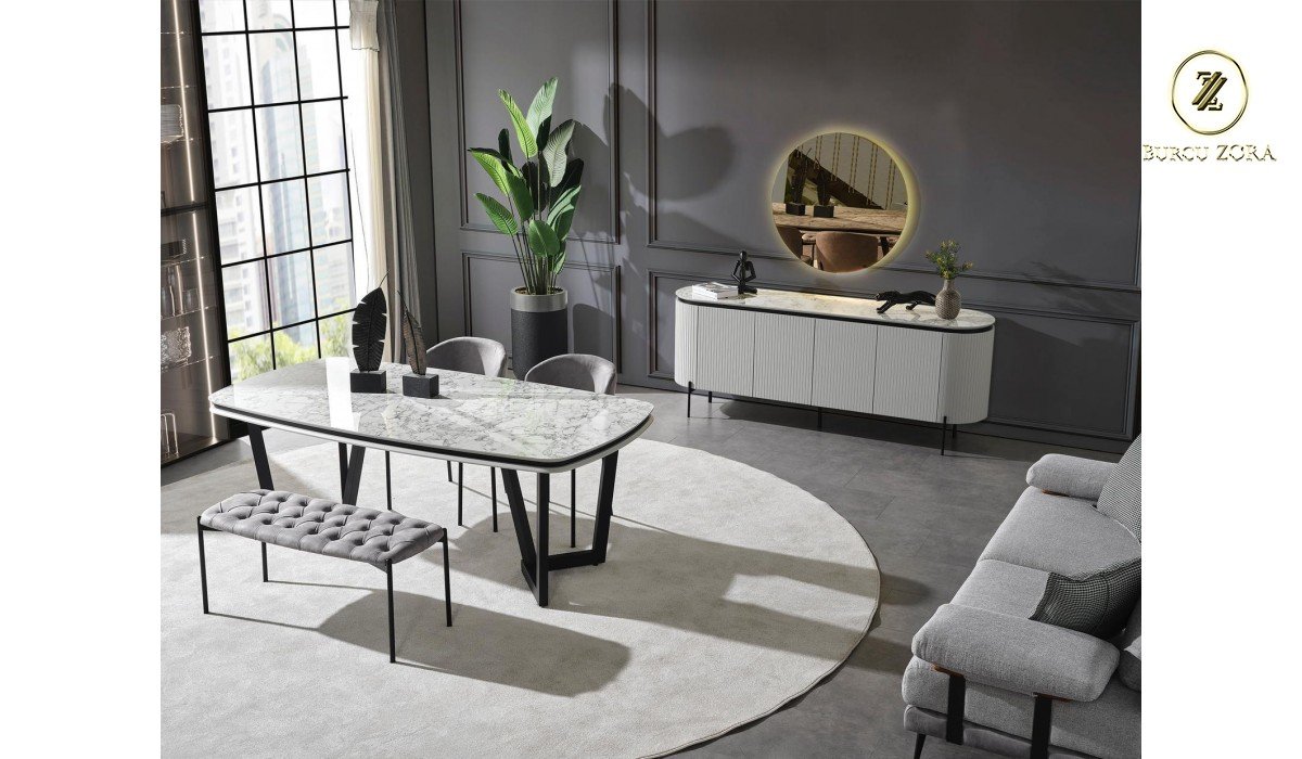 OLİVYA BEYAZ YEMEK ODASI TAKIMI