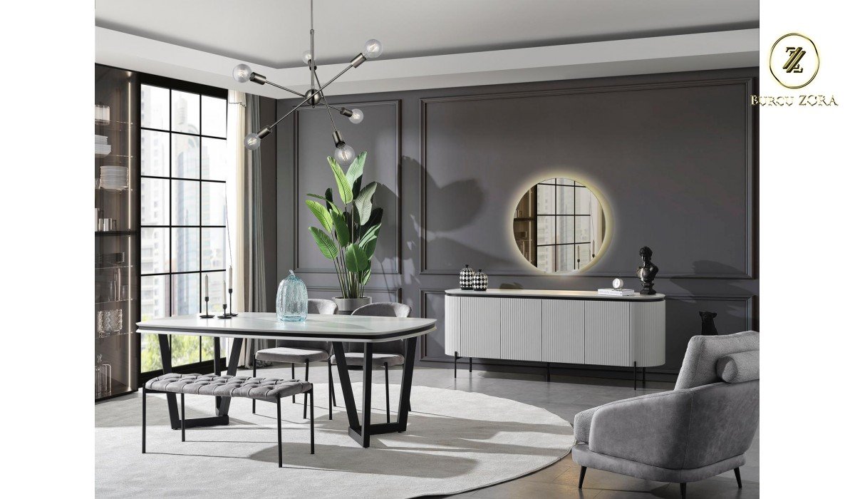 OLİVYA BEYAZ YEMEK ODASI TAKIMI