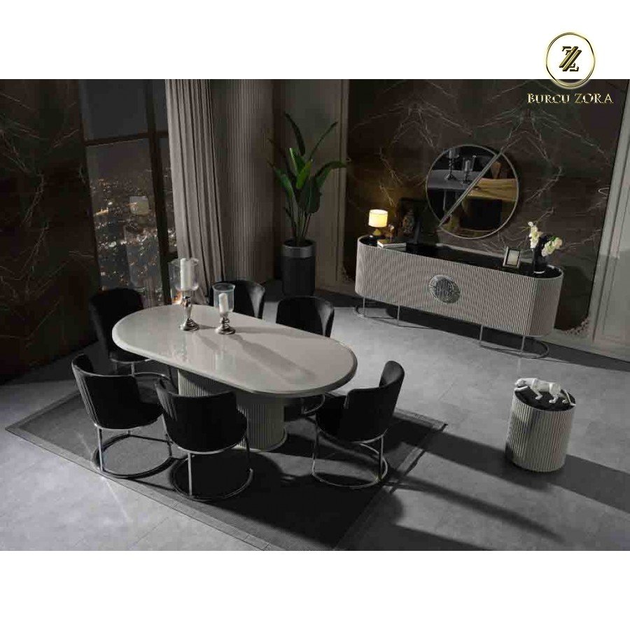 DUBAİ YEMEK ODASI TAKIMI GRİ