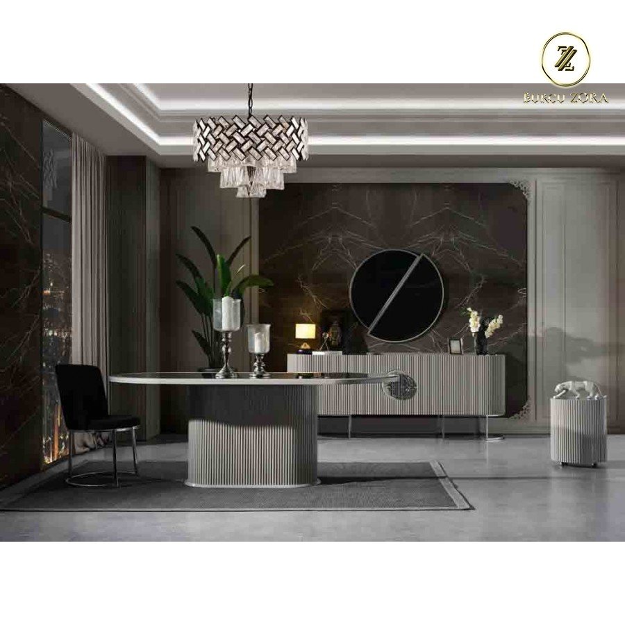DUBAİ YEMEK ODASI TAKIMI GRİ